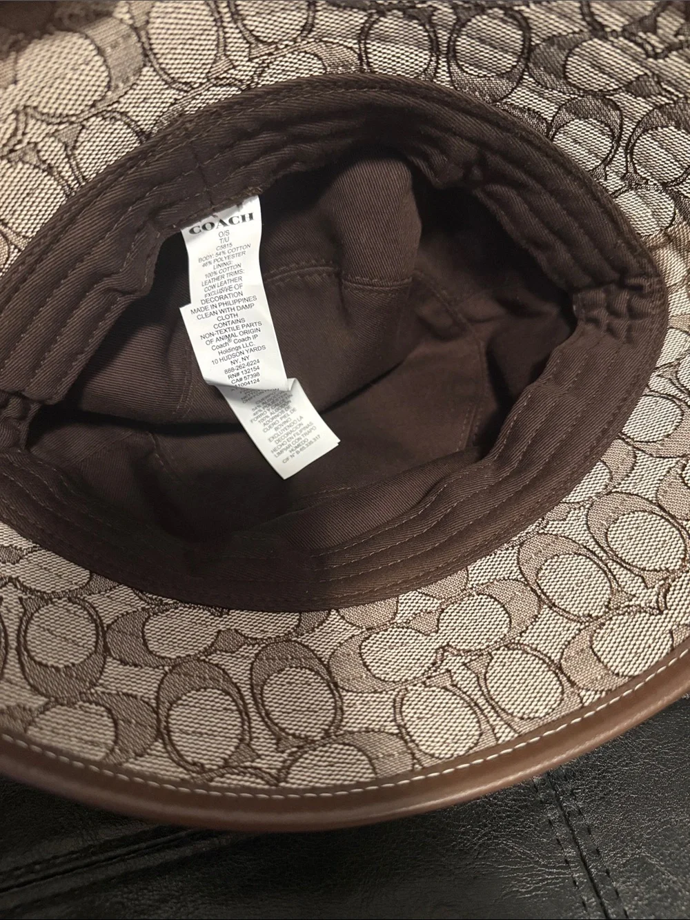 Coach Brown and Beige Signature Monogram Bucket Hat - Picture 2 of 2